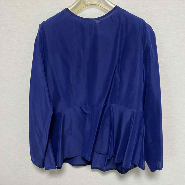 Drawer - DRAWER.コットンシルクブラウス.38.ブルー.8分袖