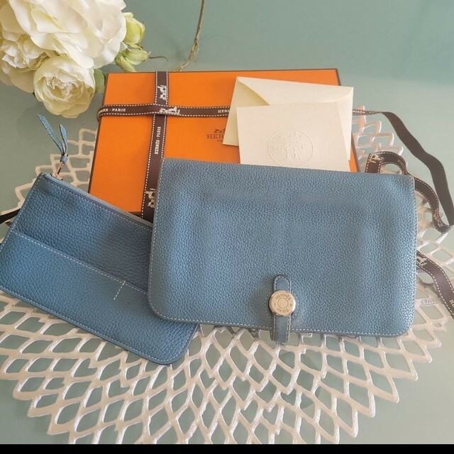 【正規品美品】HERMES エルメス ドゴン  長財布 ワインレッド 刻印 □N