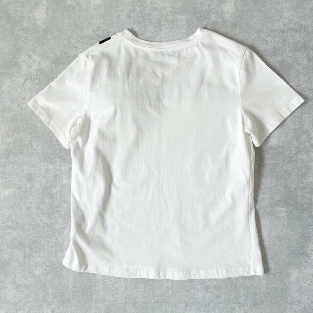 2378R フラワーモチーフ　コットン Tシャツ クルーネック 半袖   白　黒
