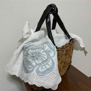 手作りかごバッグカバー*エバゴス ミナペルホネン 大きなリボンの