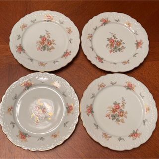 ノリタケ(Noritake)の【未使用美品】ノリタケ★フラワーブーケ★月桂樹マーク　ケーキ皿　4枚(食器)