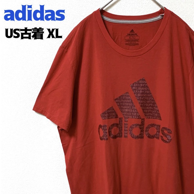 adidas(アディダス)のUS古着 アディダス 半袖Tシャツ ロゴプリント ゆるだぼ ヴィンテージ レッド メンズのトップス(Tシャツ/カットソー(半袖/袖なし))の商品写真