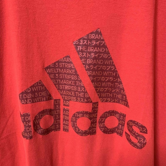 adidas(アディダス)のUS古着 アディダス 半袖Tシャツ ロゴプリント ゆるだぼ ヴィンテージ レッド メンズのトップス(Tシャツ/カットソー(半袖/袖なし))の商品写真