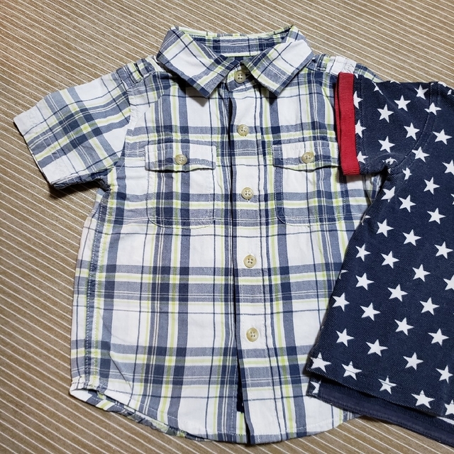 babyGAP(ベビーギャップ)のbaby Gap チェックシャツ　OLD NAVY ポロシャツ キッズ/ベビー/マタニティのベビー服(~85cm)(シャツ/カットソー)の商品写真