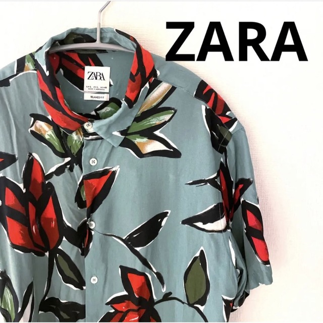 ZARA - ZARA 半袖シャツ 総柄 花柄 レーヨンシャツ ザラ Lサイズの通販 ...