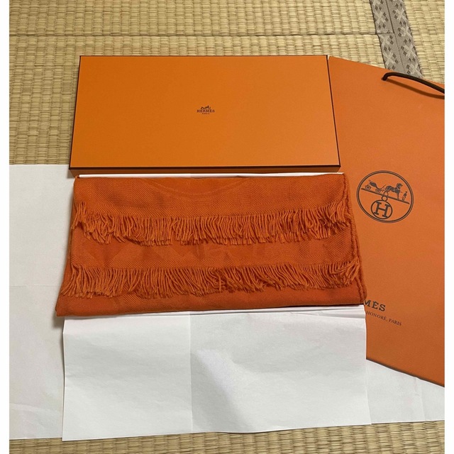 エルメス New Libris ニューリブリス ストール オレンジ HERMES | フリマアプリ ラクマ