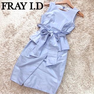 フレイアイディー(FRAY I.D)の【美品】フレイアイディー ダブルペプラム リボン ワンピース レディース S(ひざ丈ワンピース)