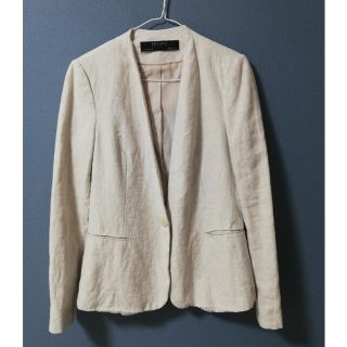 ザラ(ZARA)のザラ　リネンノーカラージャケット(ノーカラージャケット)