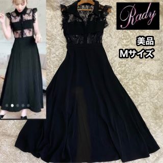 レディー(Rady)の美品【RADY】レースワンピース ロング ブラックMサイズフレア(ロングワンピース/マキシワンピース)