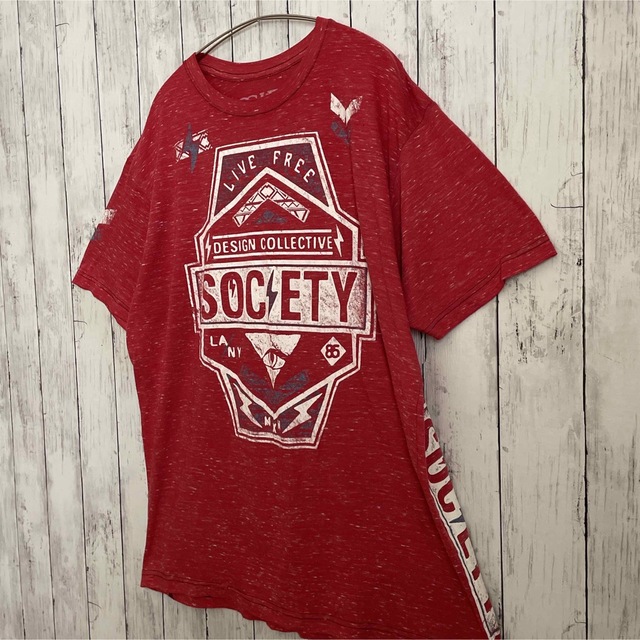 SOCIETY 半袖 Tシャツ 海外輸入 赤 メキシコ製 ユニセックス 古着 メンズのトップス(Tシャツ/カットソー(半袖/袖なし))の商品写真