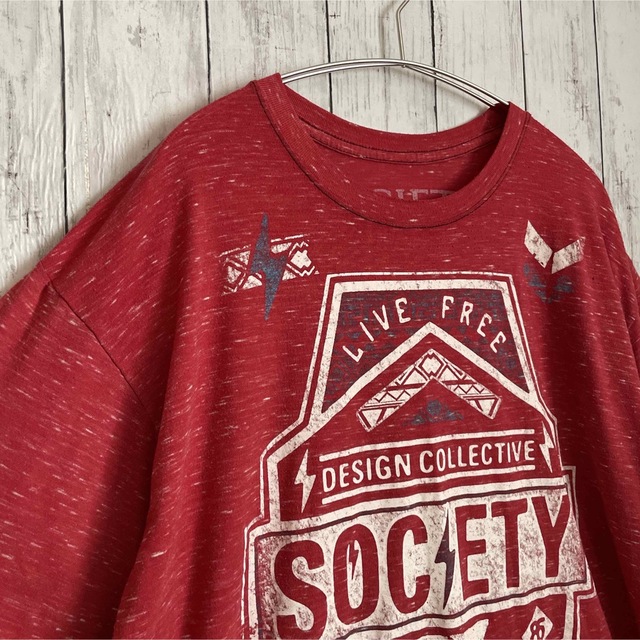 SOCIETY 半袖 Tシャツ 海外輸入 赤 メキシコ製 ユニセックス 古着 メンズのトップス(Tシャツ/カットソー(半袖/袖なし))の商品写真