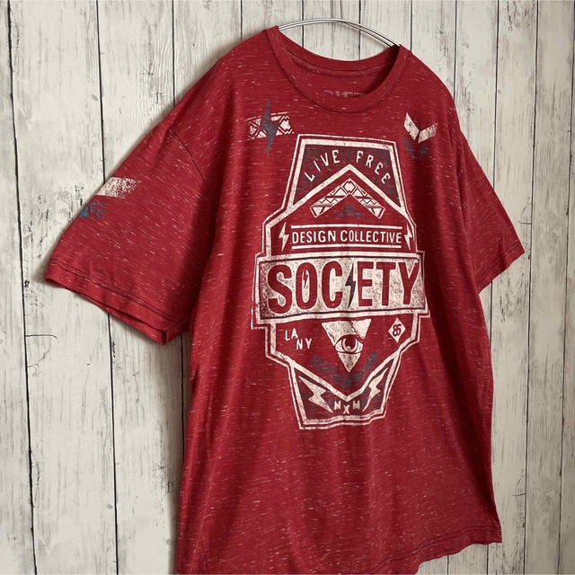 SOCIETY 半袖 Tシャツ 海外輸入 赤 メキシコ製 ユニセックス 古着 メンズのトップス(Tシャツ/カットソー(半袖/袖なし))の商品写真