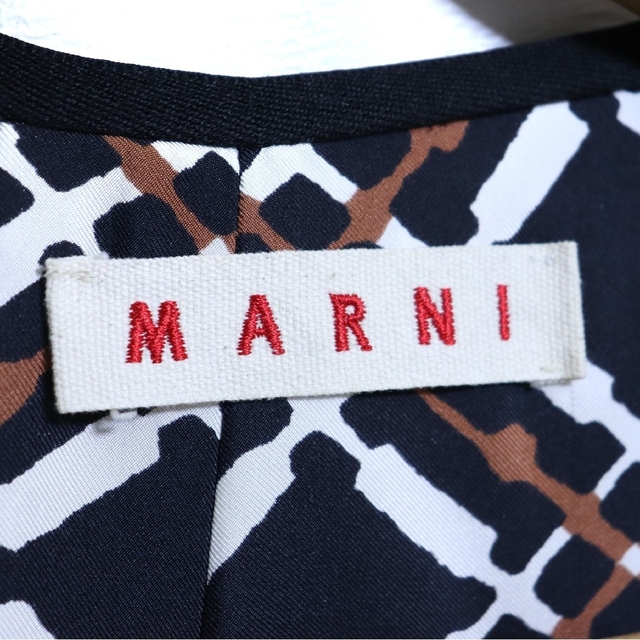 MARNI マルニ 総柄 フロントリボン 半袖ワンピース 38サイズ Mサイズ ...