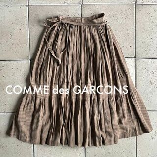 コムデギャルソン(COMME des GARCONS)の80s 初期 コムデギャルソン ギャザー ストライプ ラップ 巻き スカート(ひざ丈スカート)
