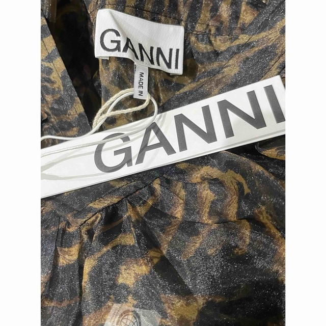 新品!GANNI ガニー シースルー 長袖ブラウス シャツ ブラウン