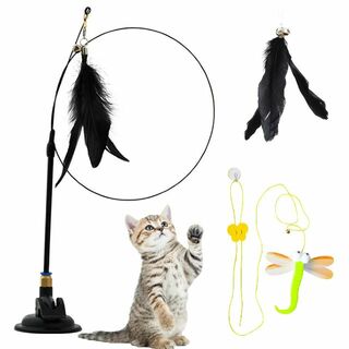 【色: ブラック】L-Shine 猫じゃらし 猫 おもちゃ 人気 猫 用品 セル(猫)