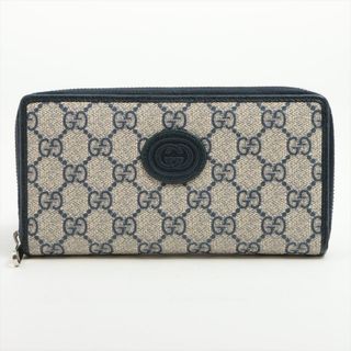 グッチ(Gucci)のグッチ  PVC×レザー  ネイビー レディース 長財布(財布)