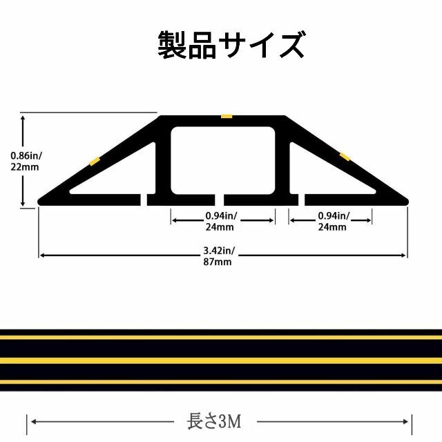 【色: ブラック】Anfanフロアケーブルカバー ケーブルプロテクター 床用配線 1