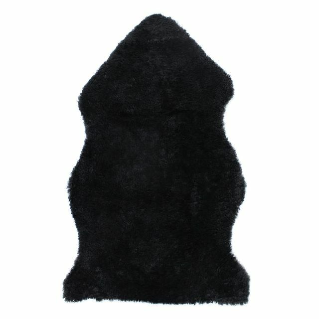 ムートンラグ 天然 オーストラリア産 短毛 1匹物 ラグ ブラック 60×95c