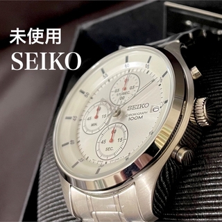 SEIKO - 未使用 セイコー クロノグラフ クォーツ 腕時計 白 メンズ