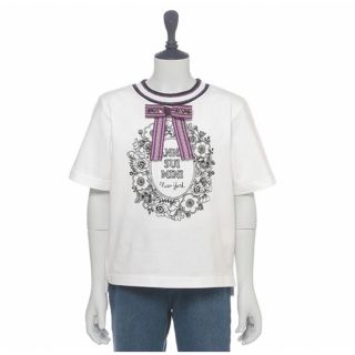 アナスイミニ(ANNA SUI mini)のANNA SUI mini★リボンクリップつき花フレーム刺繍★130★Tシャツ(Tシャツ/カットソー)