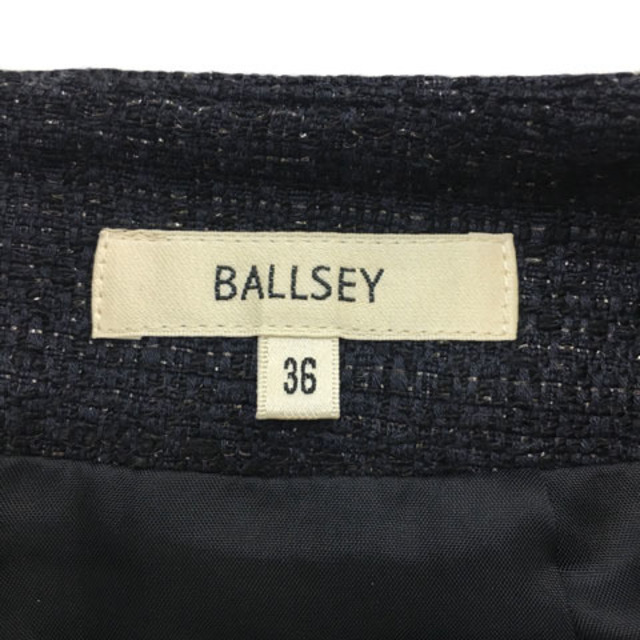 Ballsey(ボールジィ)のボールジー トゥモローランド スカート タイト 膝丈 ツイード調 36 紺 レディースのスカート(ひざ丈スカート)の商品写真