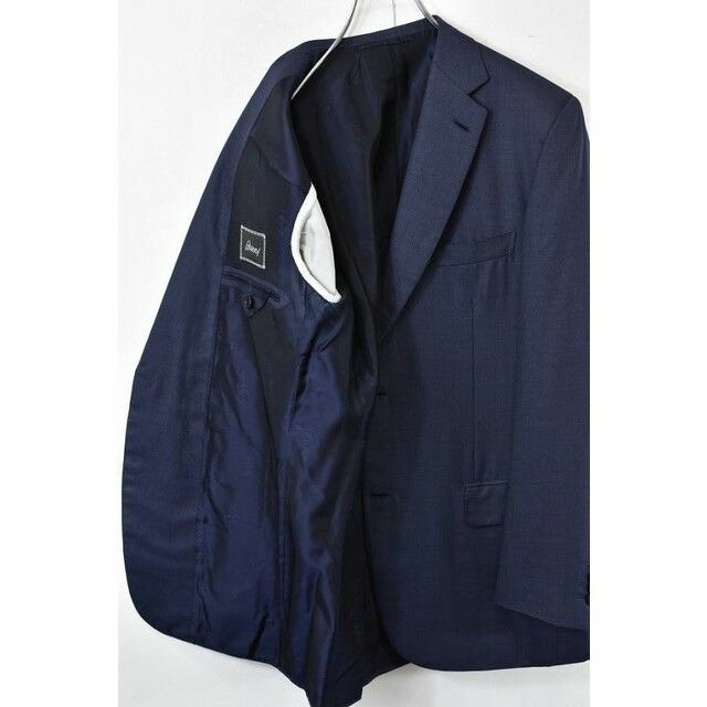 美品□Brioni/ブリオーニ ストライプ柄 シルク×ウール シングルスーツ ブレザー/スラックス 上下セットアップ ネイビー 44R/XL相当 伊製