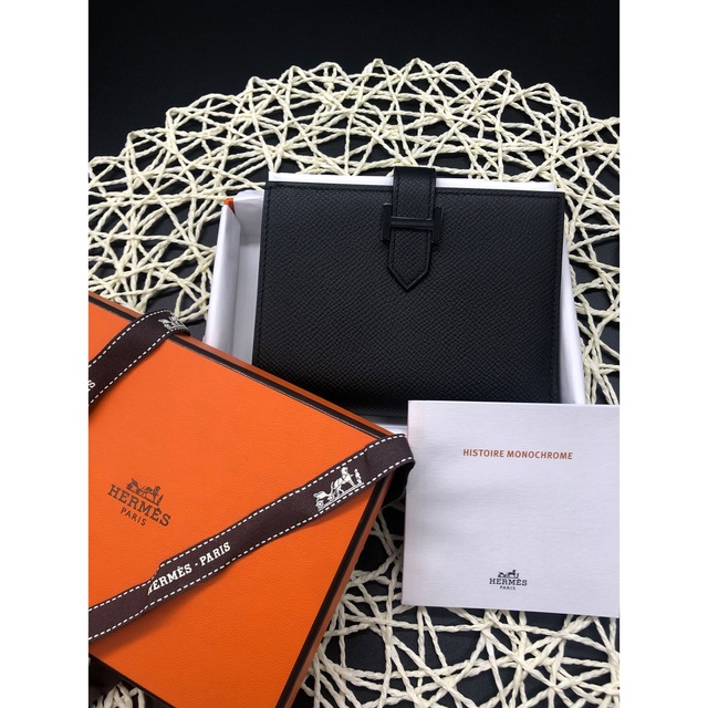 HERMES♦︎べアンコンパクト モノクローム ソーブラック 二つ折り 財布