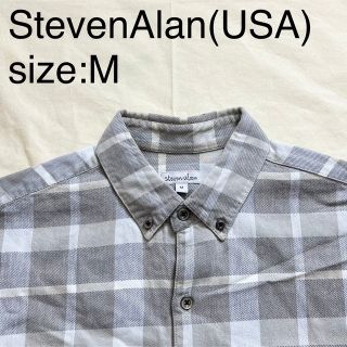 スティーブンアラン(steven alan)のStevenAlan(USA)コットンフランネルチェックBDシャツ　ライトグレー(シャツ)