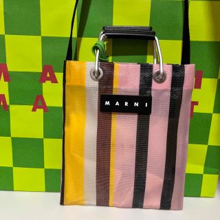 マルニ(Marni)の【新品未使用】03  MARNI ストライプミニショルダーバッグ　ローズソルベ(ショルダーバッグ)