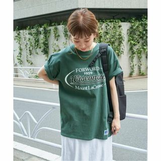 ベーセーストック(B.C STOCK)の【グリーン】【RUSSELL ATHLETIC/ラッセル・アスレティック】別注ロゴTシャツ(カットソー(長袖/七分))