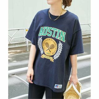 ベーセーストック(B.C STOCK)の【ネイビー】【RUSSELL ATHLETIC/ラッセル・アスレティック】別注ロゴTシャツ(カットソー(長袖/七分))