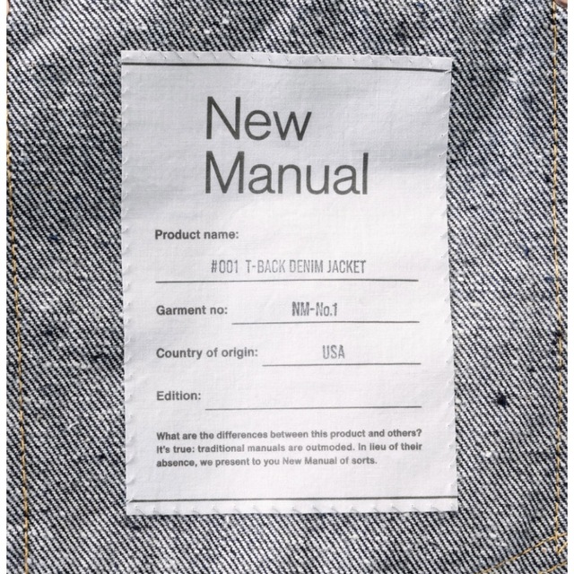 New Manual ♯001 T-BACK DENIM JAKET メンズのジャケット/アウター(Gジャン/デニムジャケット)の商品写真