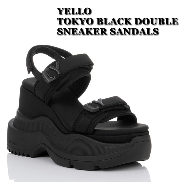 YELLO TOKYO BLACK DOUBLE SNEAKER SANDALS