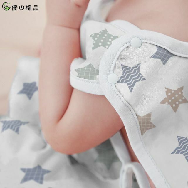 たしろ屋 【色: 星+星/2枚セット】優の綿品 ベビー用スリーパー 6重