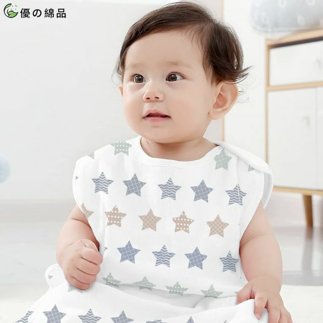 たしろ屋 【色: 星+星/2枚セット】優の綿品 ベビー用スリーパー 6重
