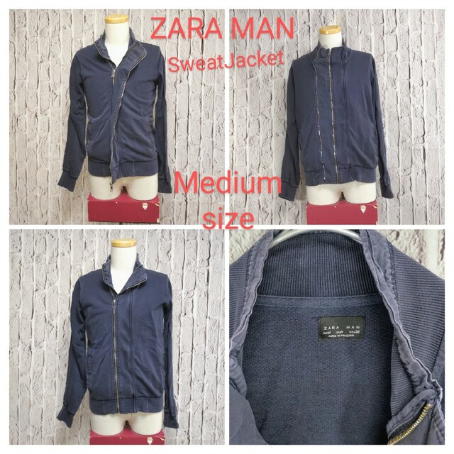 ZARA(ザラ)のZARA ジャケット ザラ スウェットジャケット ネイビー Medium メンズのジャケット/アウター(ブルゾン)の商品写真