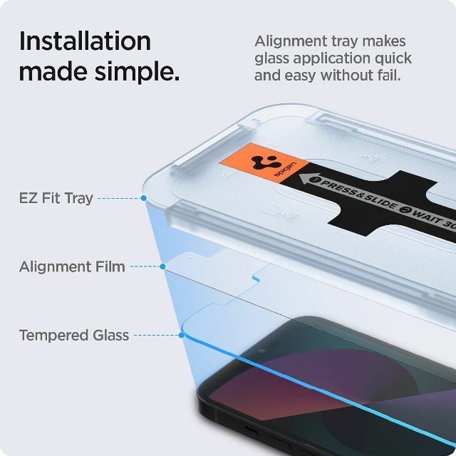 Spigen EZ Fit ガラスフィルム iPhone 14、iPhone 1