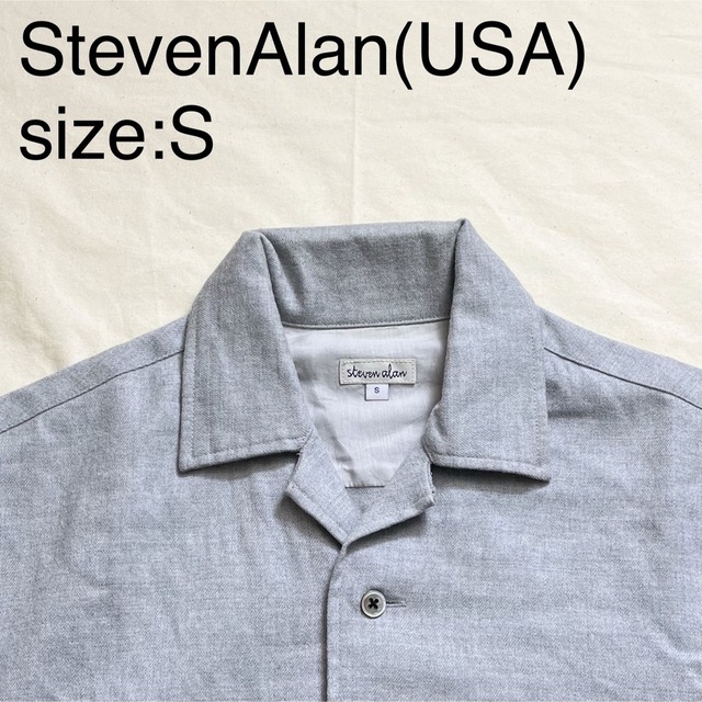 メンズStevenAlan(USA)ウールオープンカラーシャツ　ライトグレー