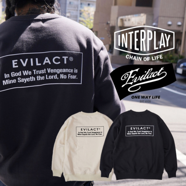 EVILACT × INTERPLAY コラボレーションSWEAT ブラック色