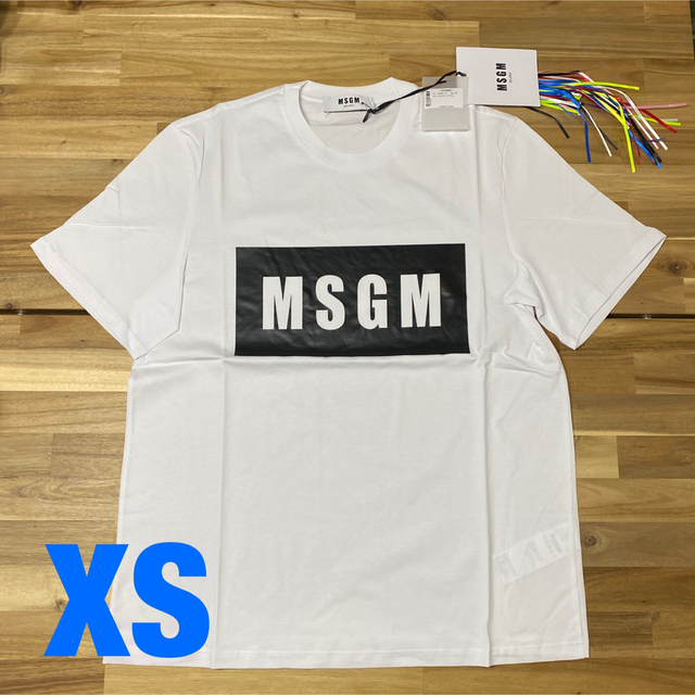新品　MSGM エムエスジーエム XS メンズ ホワイト ボックスロゴTシャツ