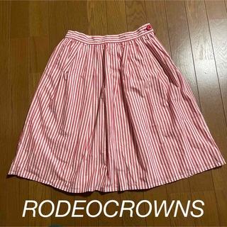 ロデオクラウンズ(RODEO CROWNS)のRODEOCROWNS    ストライプウエストゴム膝丈フレアスカート(ひざ丈スカート)