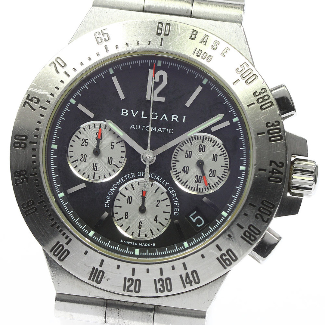 訳あり ブルガリ BVLGARI CH40STA ディアゴノ タキメトリック クロノグラフ デイト 自動巻き メンズ _740452【ev15】