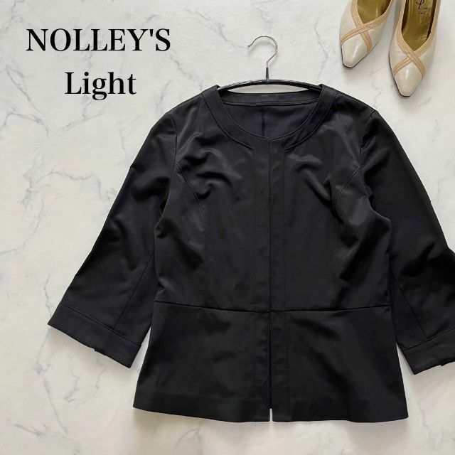 NOLLEY'S(ノーリーズ)のNOLLEY'S Light ノーカラージャケット　七部袖　ブラック　M レディースのジャケット/アウター(ノーカラージャケット)の商品写真