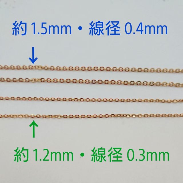 サージカルステンレスネックレス42cm/1.2×0.3mm 1本・ゴールドカラー ハンドメイドの素材/材料(各種パーツ)の商品写真