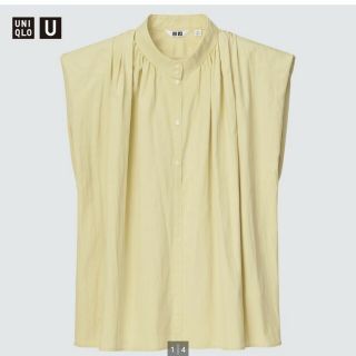 ユニクロ(UNIQLO)のギャザーシャツ ノースリーブ UNIQLO イエロー 夏 タンクトップ(シャツ/ブラウス(半袖/袖なし))