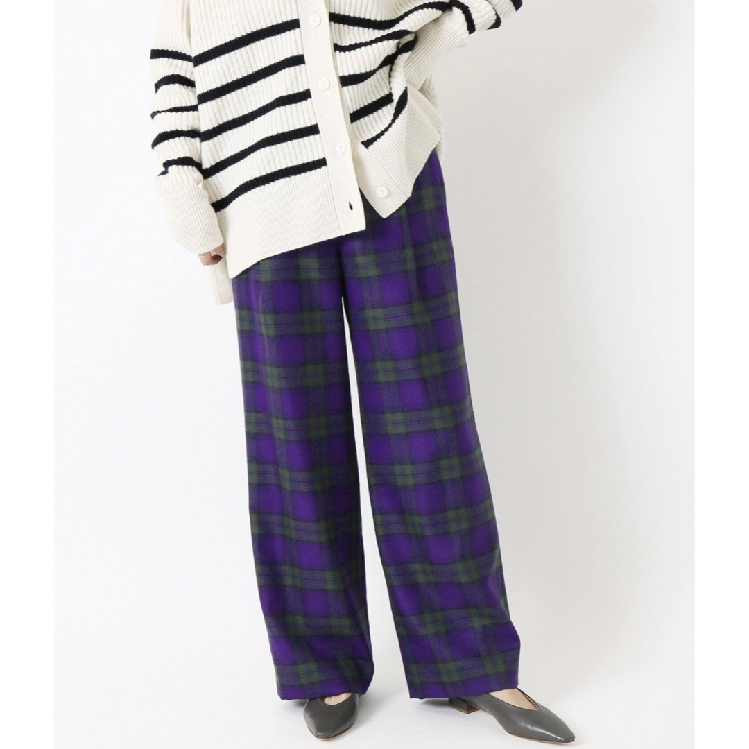 パンツ IENA オーガニックウールチェック ソフトバギーパンツ 安い