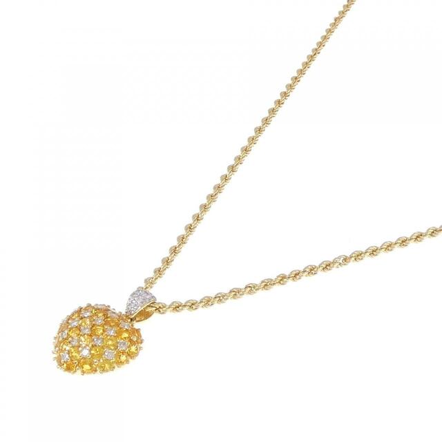 K18PG ハート サファイヤ ネックレス 0.32CT 拡散処理未検査