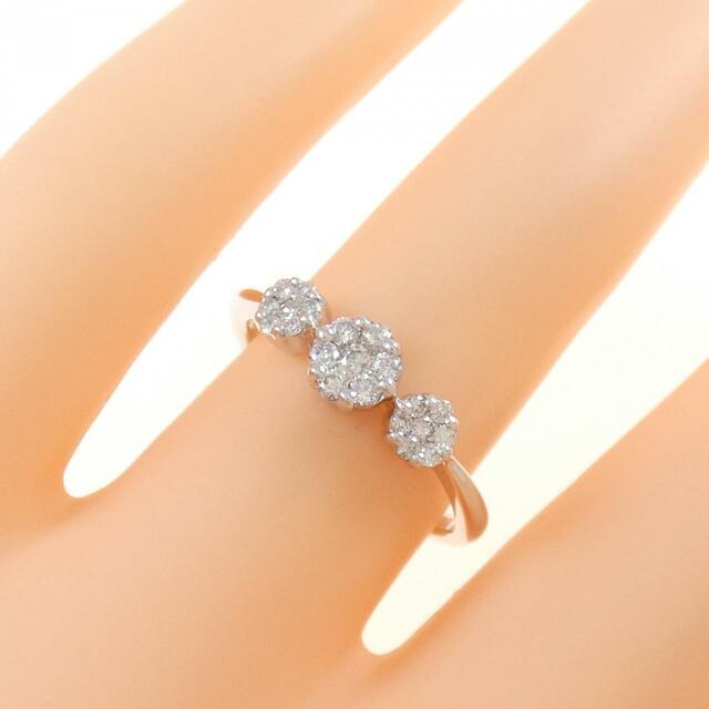 K18WG フラワー ダイヤモンド リング 0.28CT