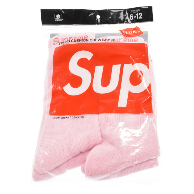 SUPREME シュプリーム Hanes Crew Socks （4Packs）ヘインズ クルーソックス 靴下 ピンク